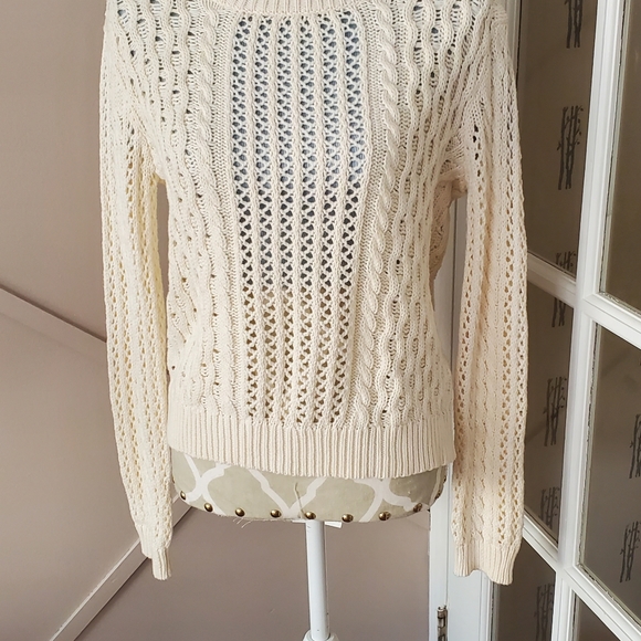 Bethany Mota 2-way to wear Cream Sweater cardigan with black bow. Cotton knitted - Picture 4 of 7